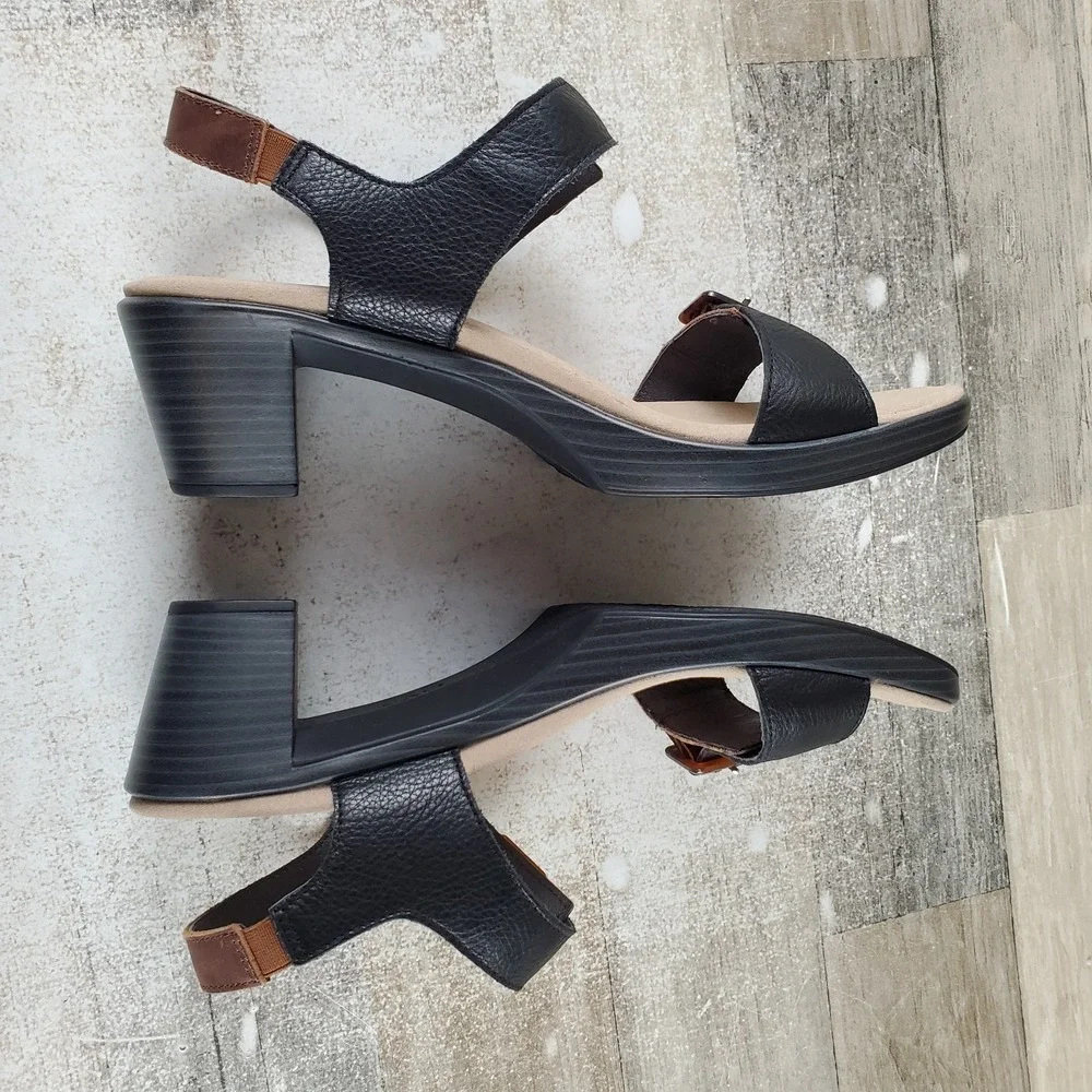 Naot Mode Womens Sandal Sz 9 Brown Black Beige Radiant Copper Leather Block Heel